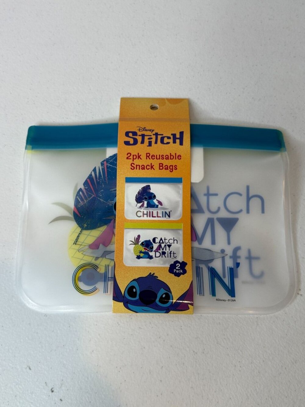 Disney Stitch Reusable Snack Bags 2 Pack Chillin Catch My Drift
